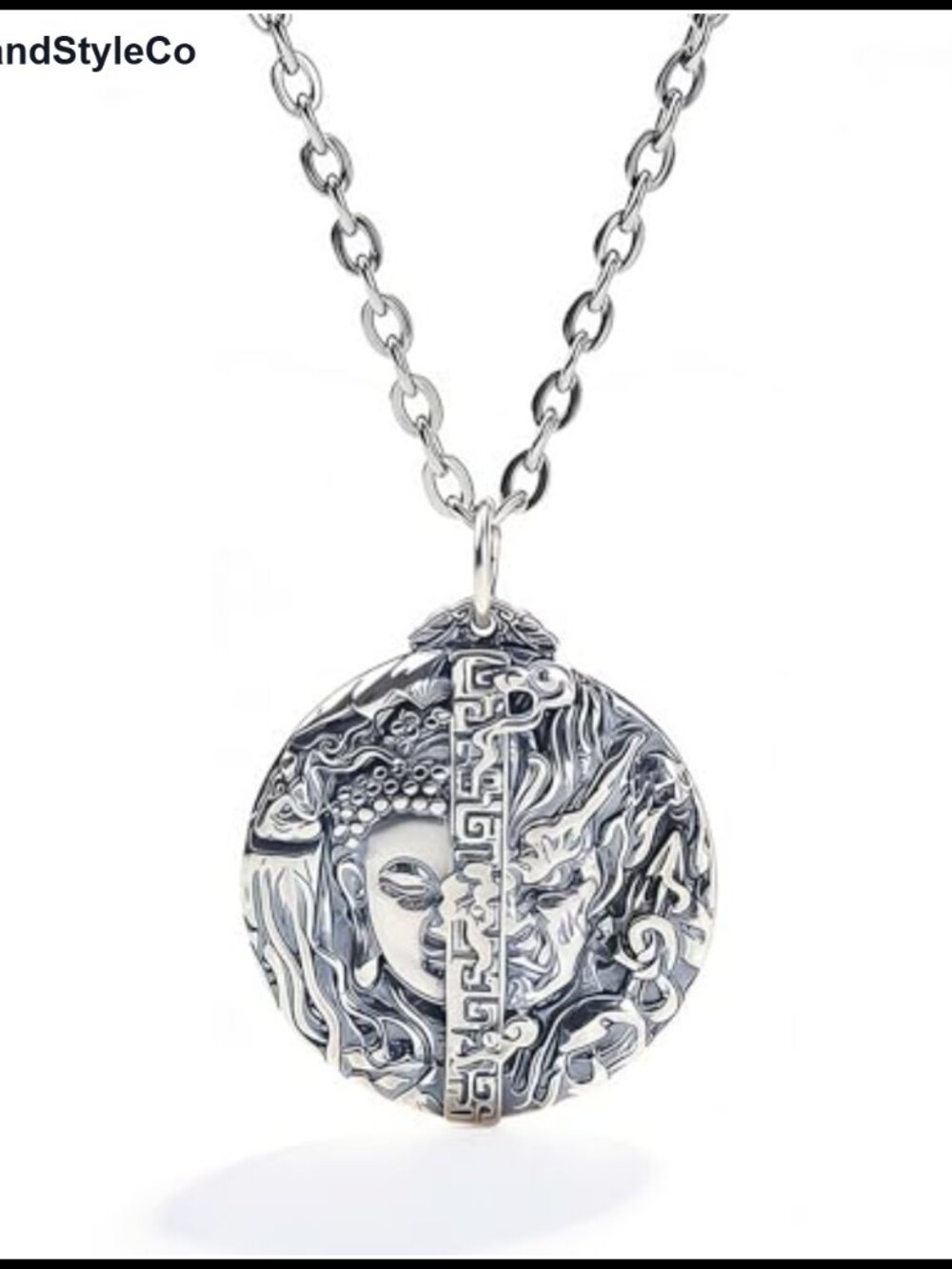 Gothic Buddhist Amulet Necklace Oxidized Copper Talisman Unisex Jewelry Gift